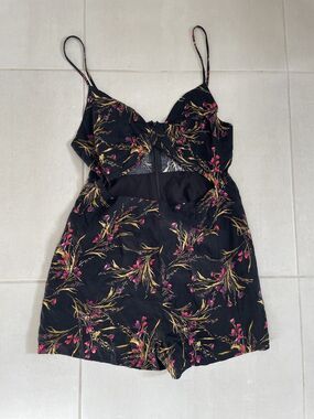 Urban Outfitters Kimchi Blue Tank Playsuit Romper Knot Cut Out Floral Whimsigoth